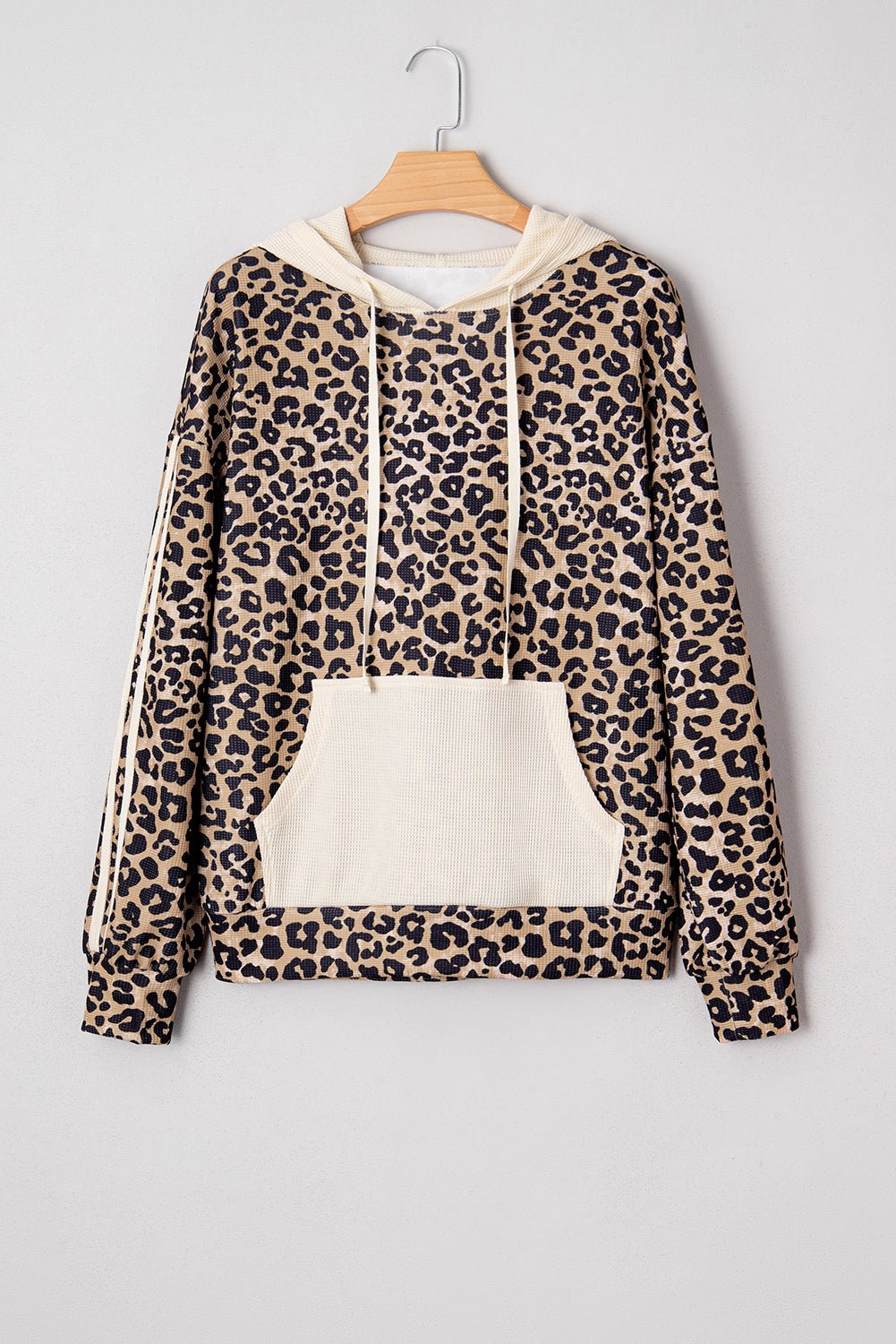 Smoke Gray Waffle Pocket Leopard Hoodie - MAD RUFFI