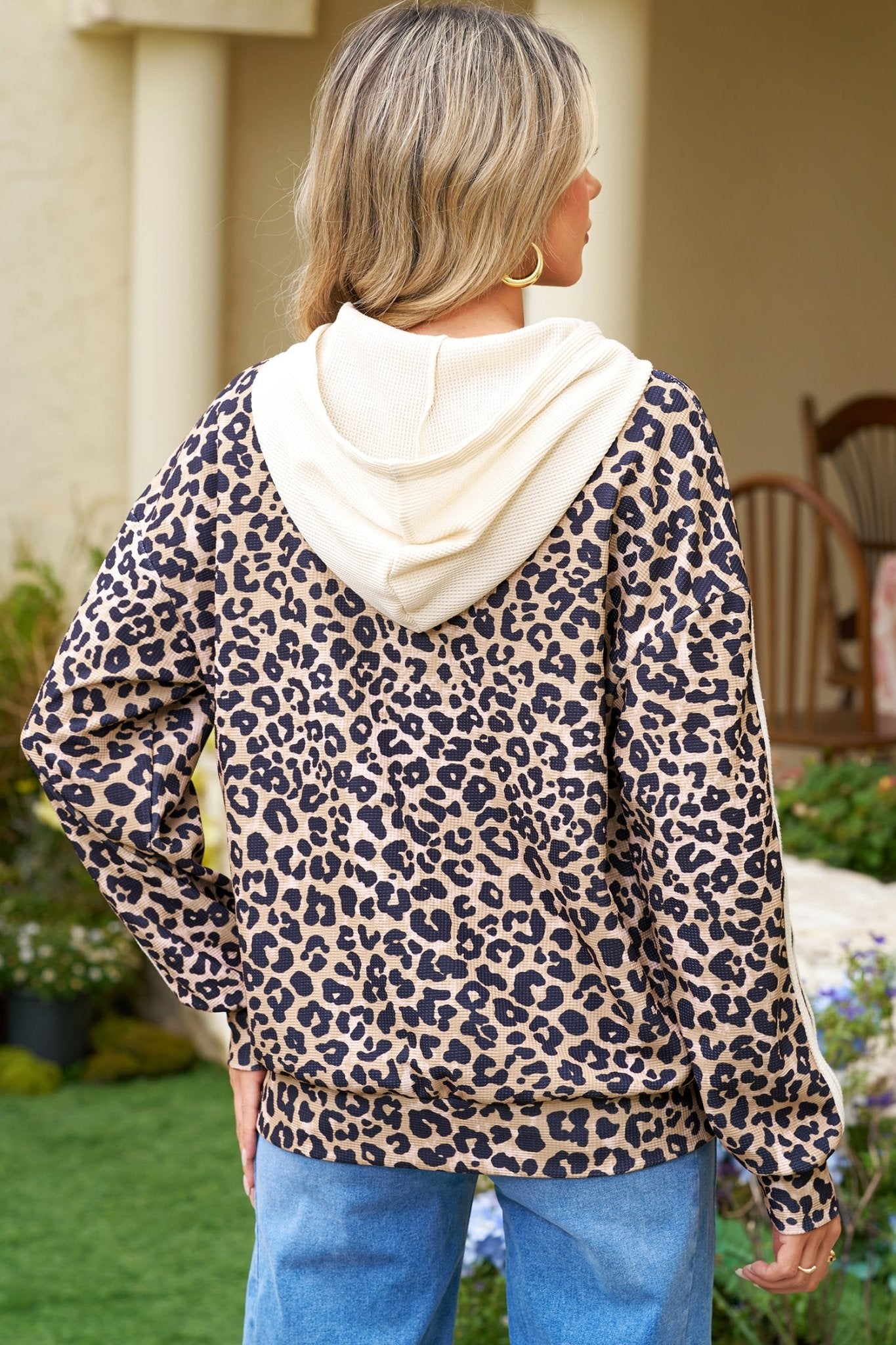 Smoke Gray Waffle Pocket Leopard Hoodie - MAD RUFFI