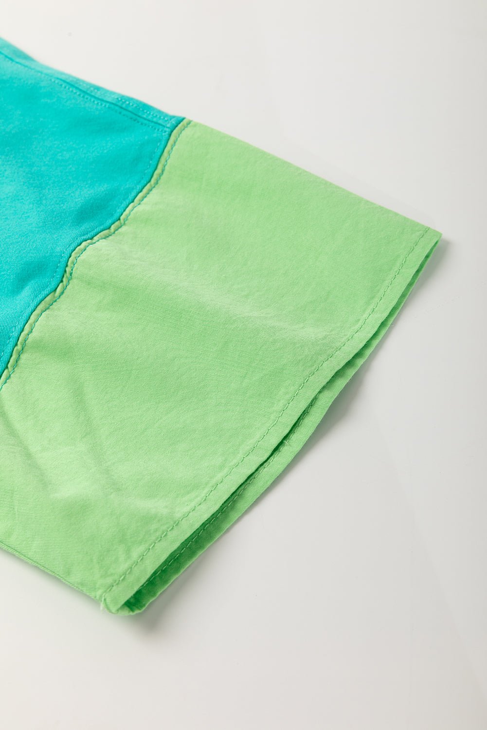 smoke green frayed denim star patched oversize t shirt - MAD RUFFI