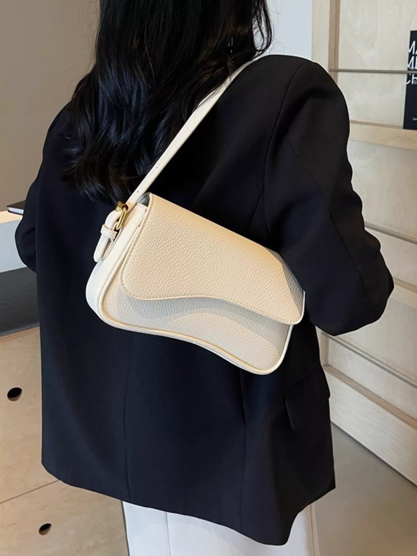 Solid Color Leather Crossbody Bag - MAD RUFFI