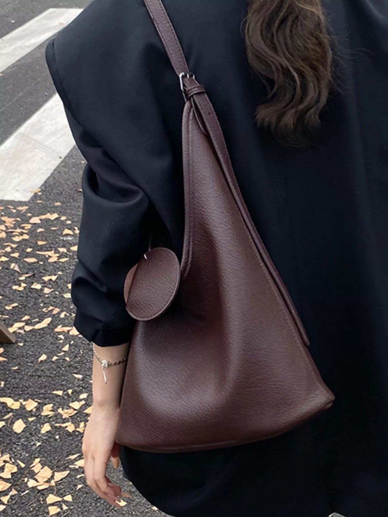 Solid Color Leather Handbag - MAD RUFFI