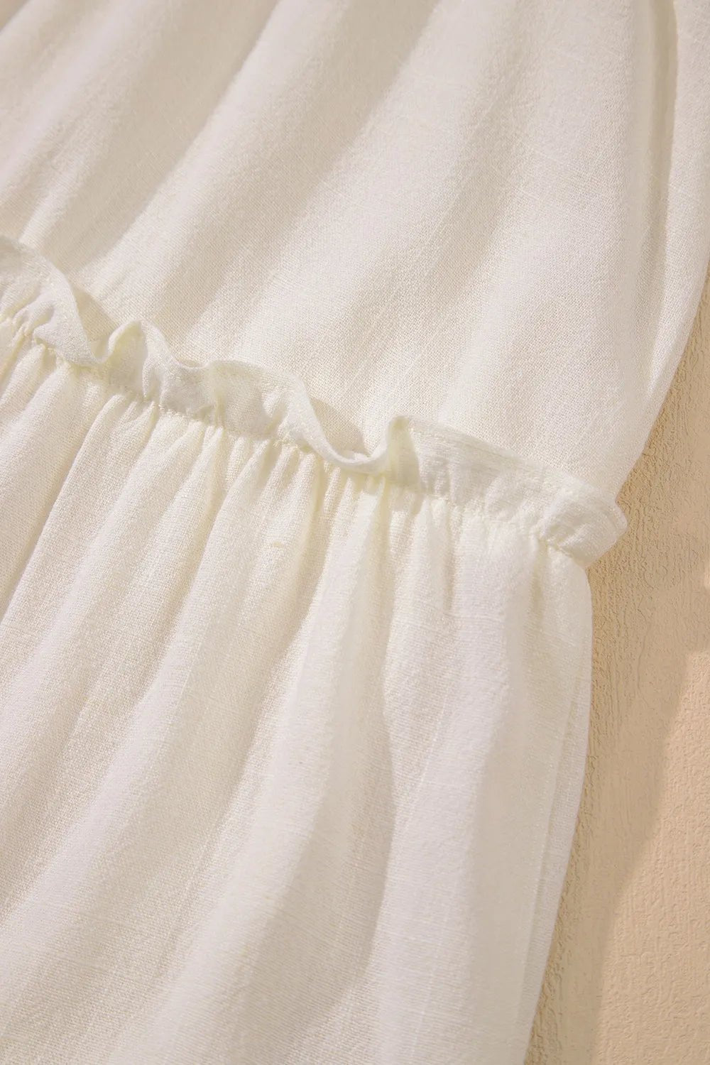 Solid Color Tied Straps Ruffle Tiered Mini Dress - MAD RUFFI