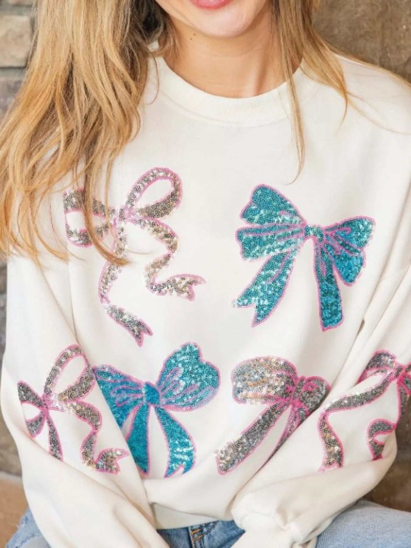 Sparkly Sequin Crewneck Sweatshirt - MAD RUFFI