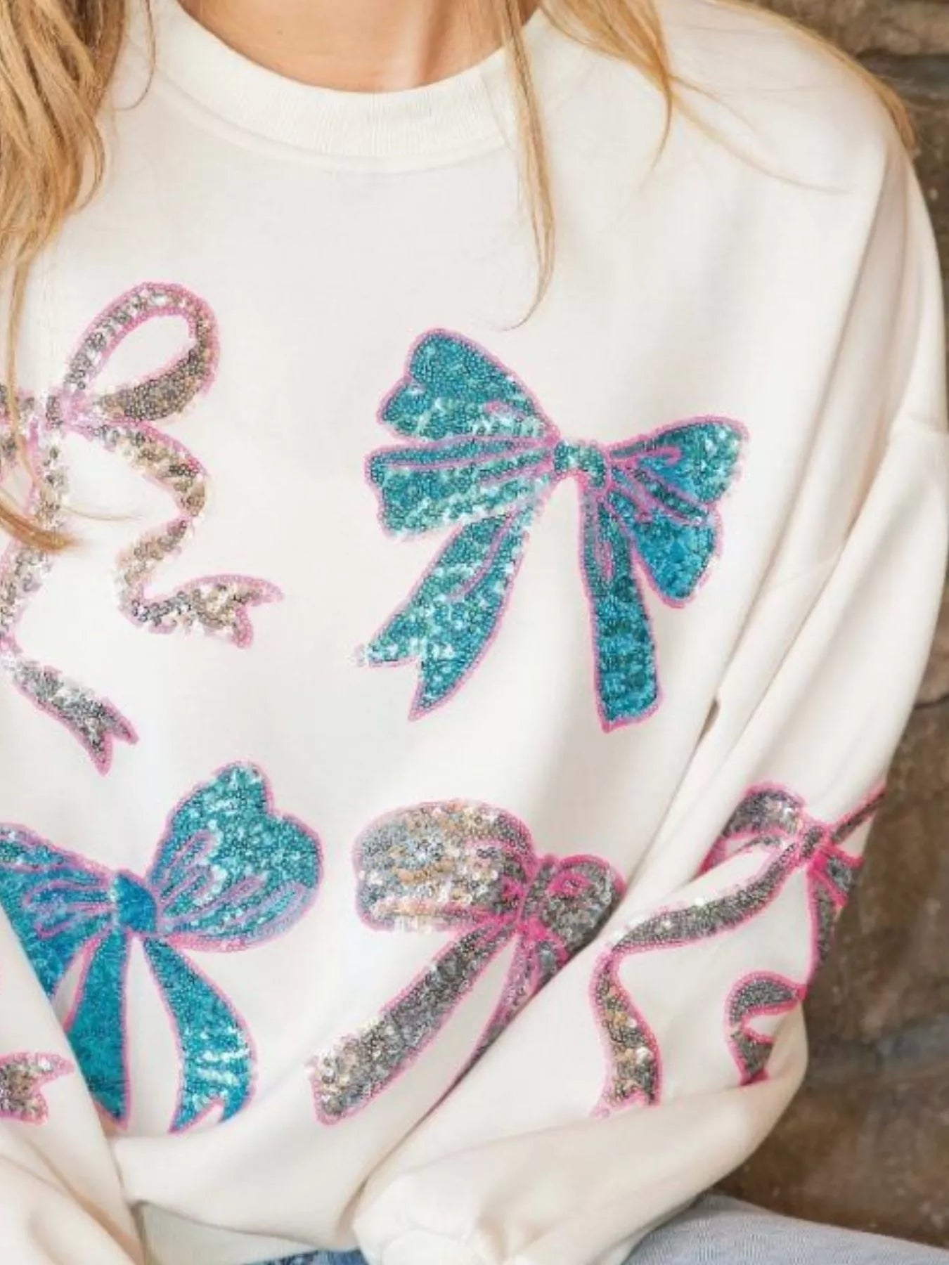 Sparkly Sequin Crewneck Sweatshirt - MAD RUFFI