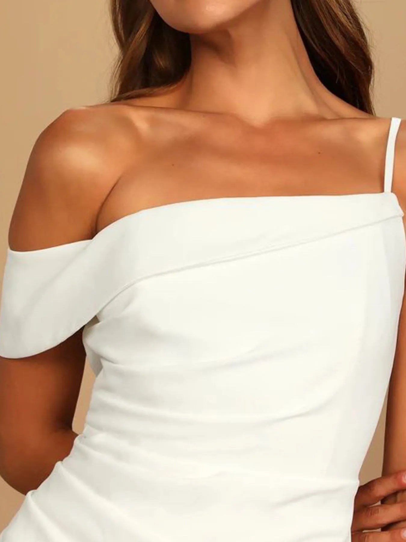 Split Asymmetrical Neck Midi Dress - MAD RUFFI