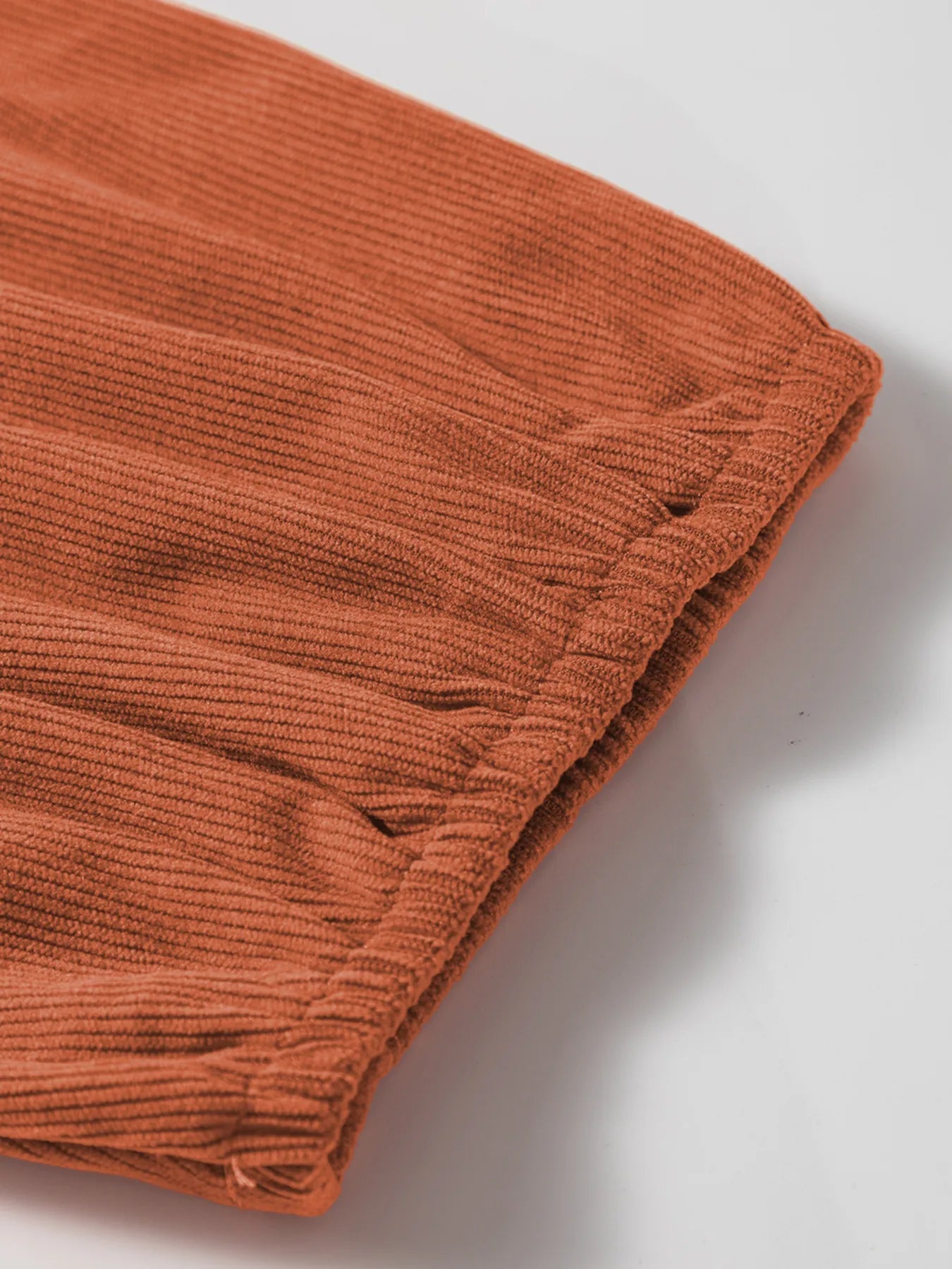 Split Neck Scallop Detail Corduroy Mini Dress - MAD RUFFI