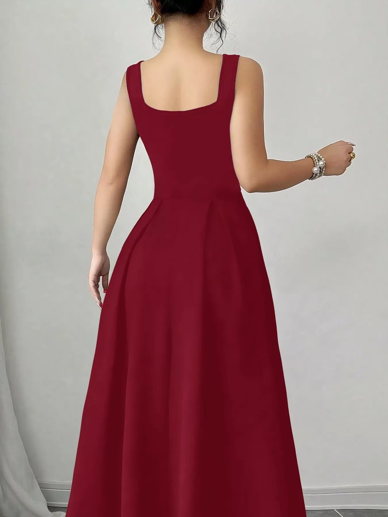 Square Neck Sleeveless Maxi Tank Dress - MAD RUFFI