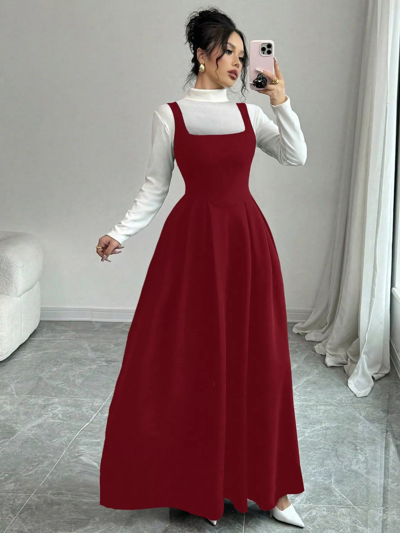 Square Neck Sleeveless Maxi Tank Dress - MAD RUFFI