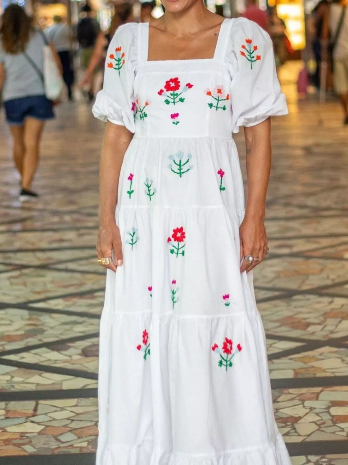 Square Neck Tiered Maxi Dress - MAD RUFFI