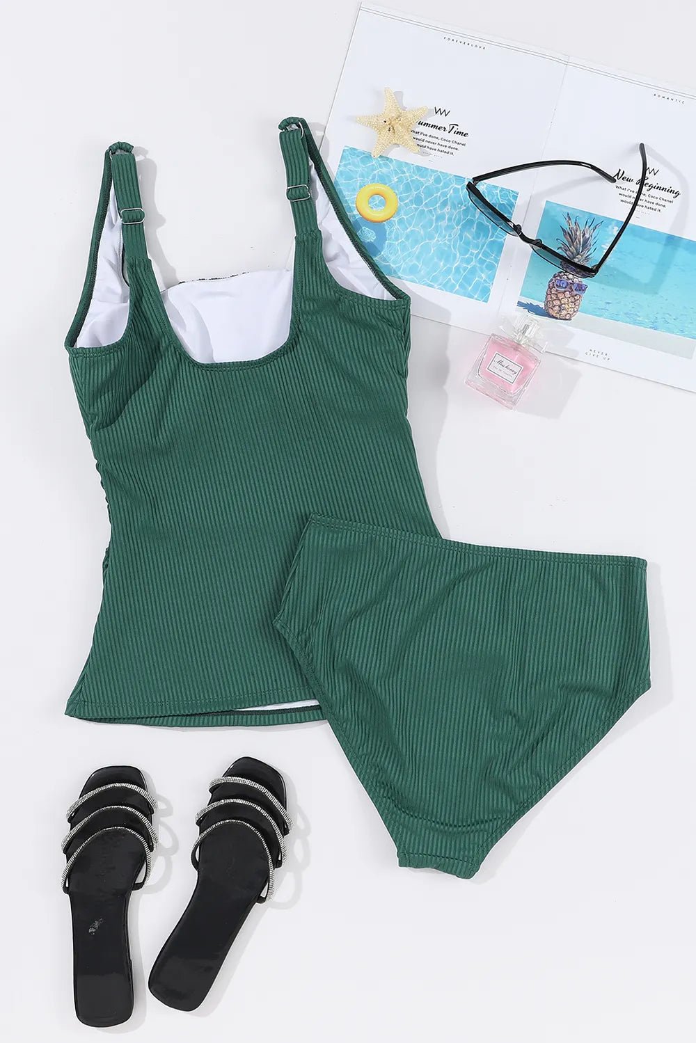 Square Neck Wide Strap Tankini Set - MAD RUFFI