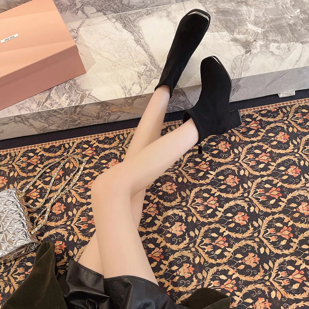 Square Toe Block Heels Boots - MAD RUFFI