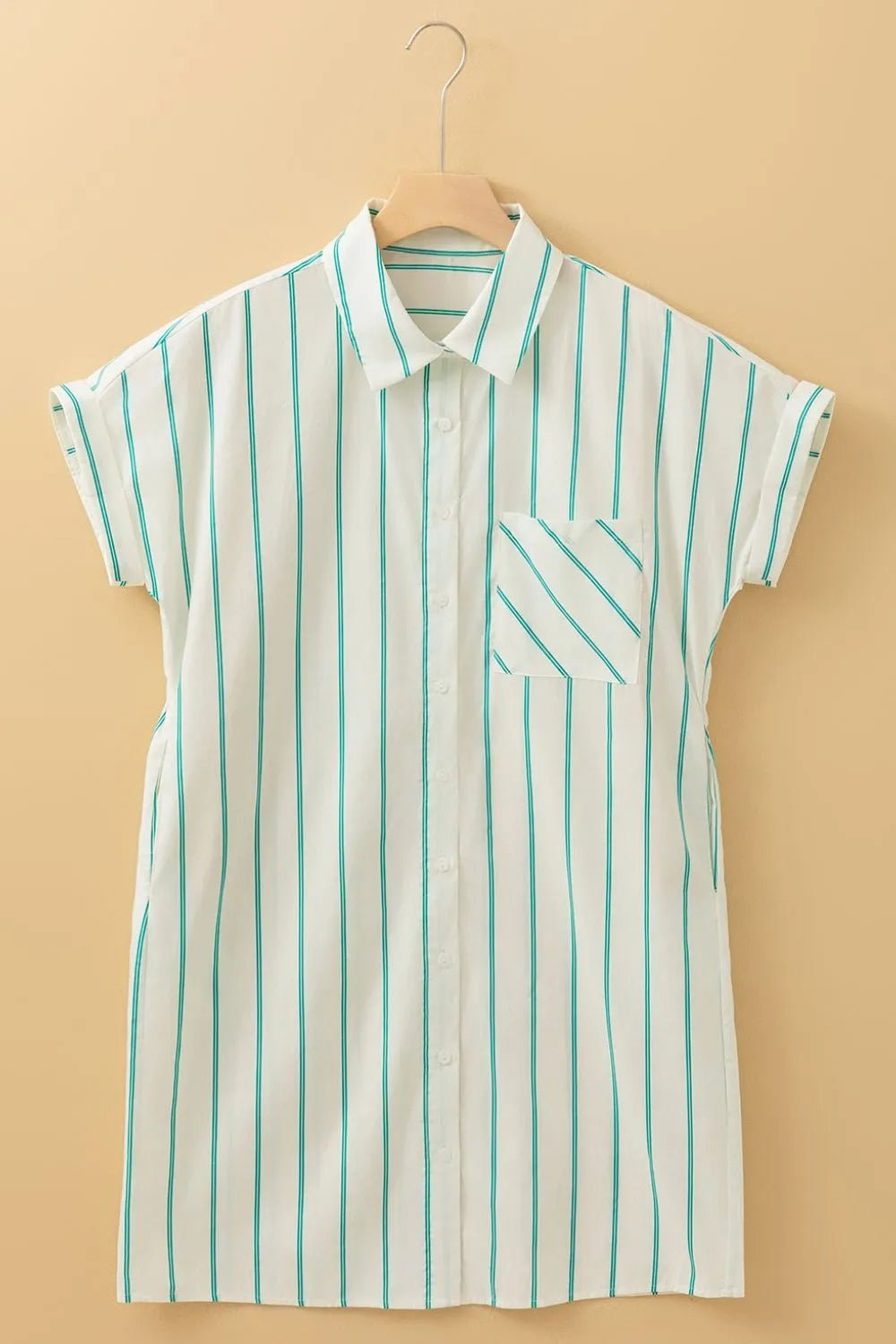St Patricks Striped Wide Short Sleeve Shift Mini Shirt Dress - MAD RUFFI