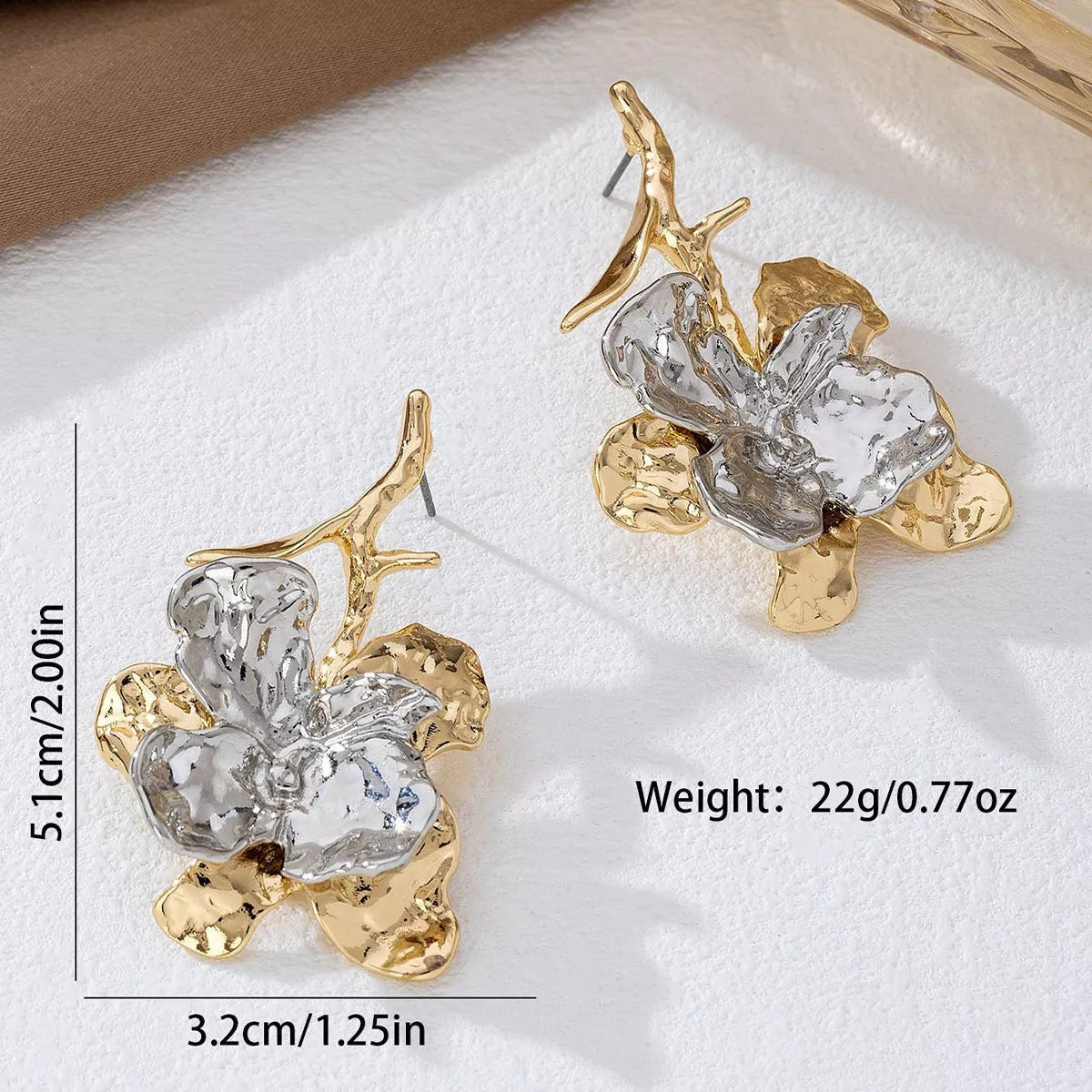 Stainless Steel Flower Statement Drop Earrings - MAD RUFFI