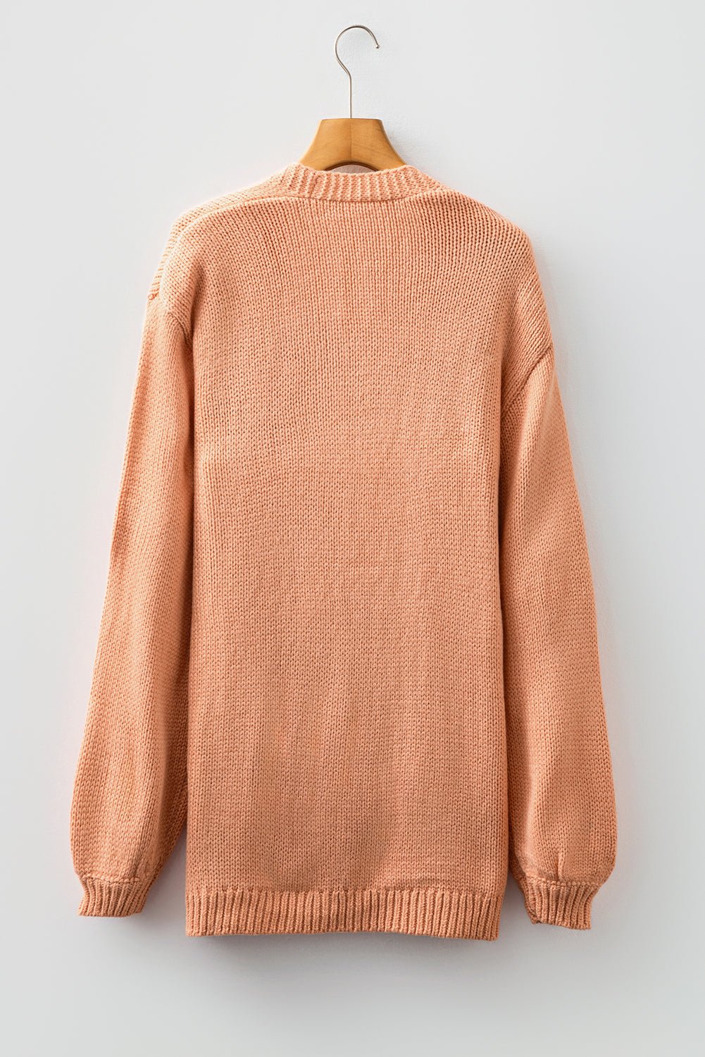 Straw Yellow Pumpkin Print Open Front Drop Shoulder Midi Cardigan - MAD RUFFI