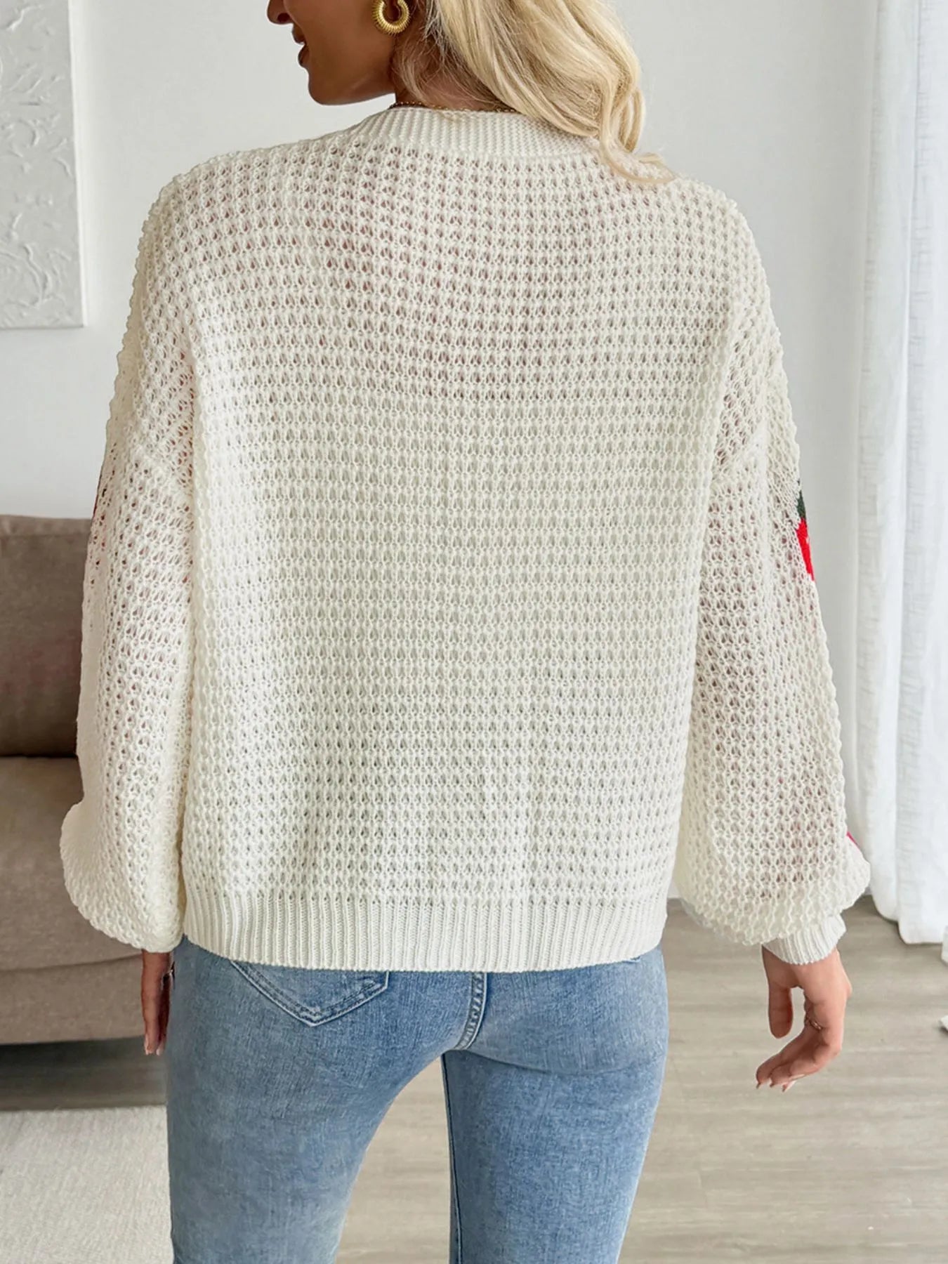 Strawberry Pattern V - Neck Button - Up Cardigan - MAD RUFFI