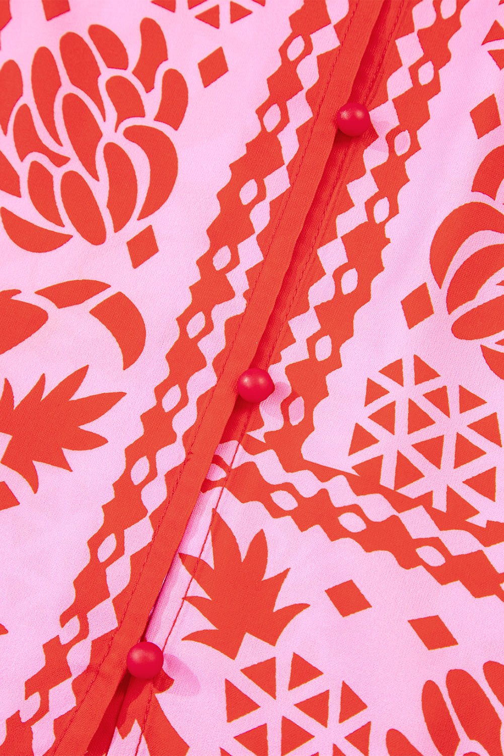 Strawberry Pink Floral Print Tie V Neck Blouse - MAD RUFFI