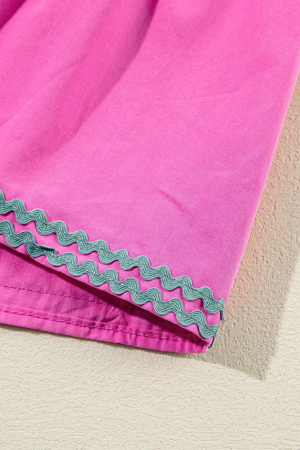 Strawberry Pink Flutter Sleeve V Neck Ric Rac Tiered Dress - MAD RUFFI