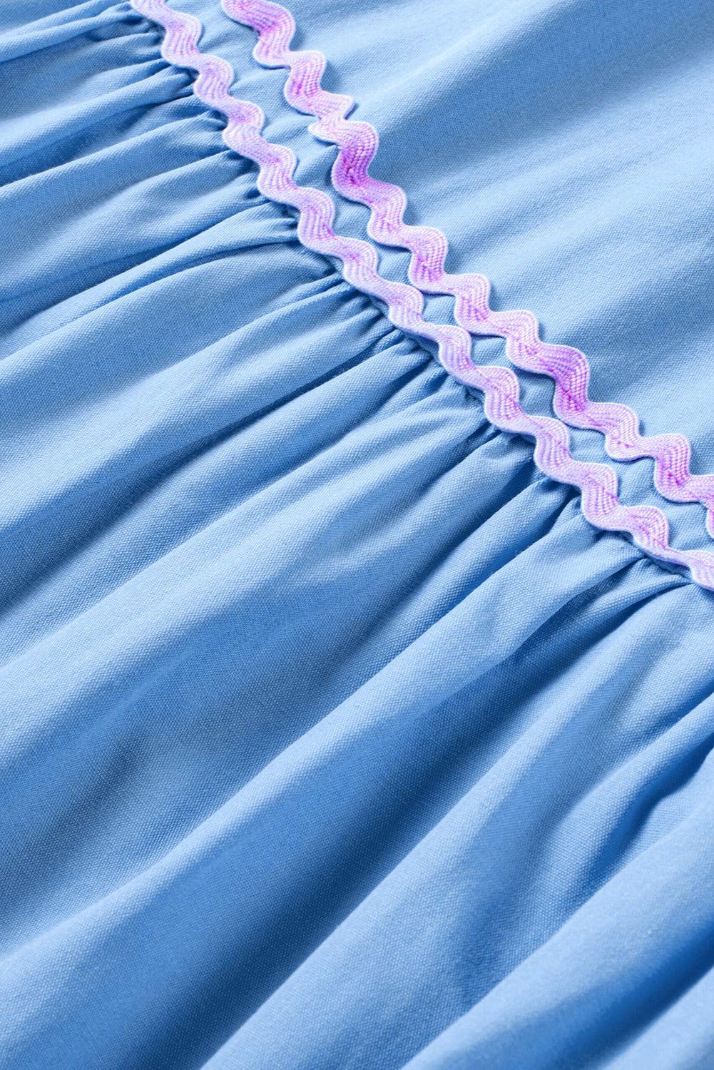 Strawberry Pink Flutter Sleeve V Neck Ric Rac Tiered Dress - MAD RUFFI