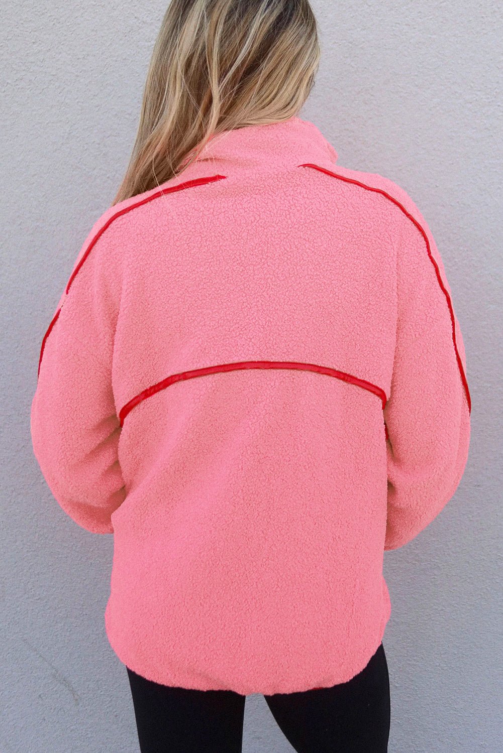 Strawberry Pink Long Sleeve Kangaroo Pocket Sweatshirt - MAD RUFFI
