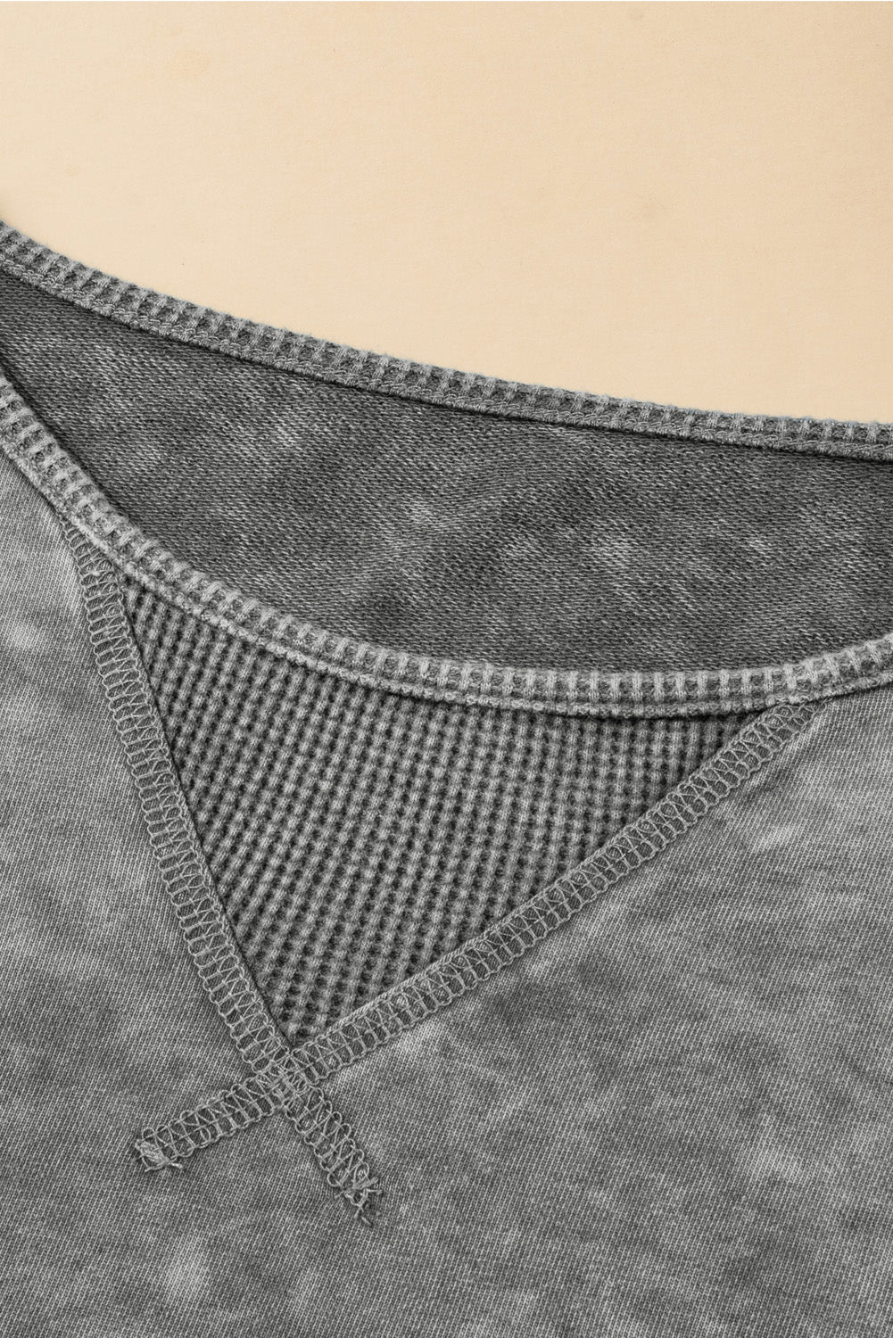 Strawberry Pink Mineral Wash Drop Sleeve Patchwork Plus Size Tee - MAD RUFFI