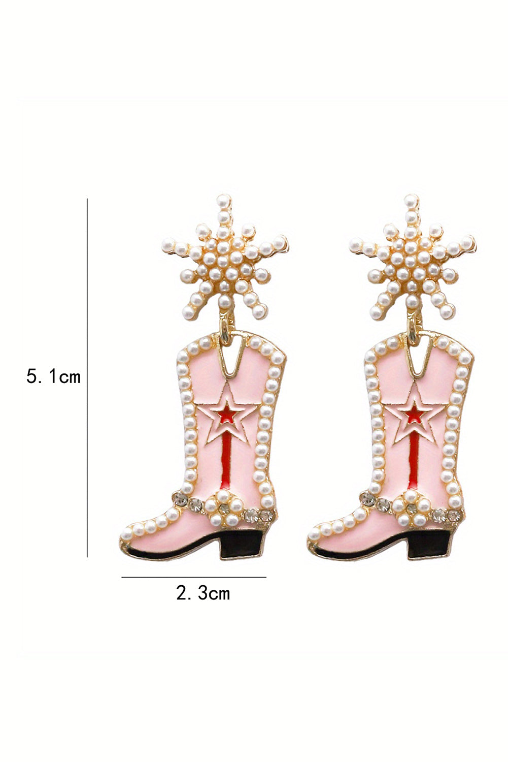 Strawberry Pink Pearl Decor Boots Shape Dangle Stud Earrings - MAD RUFFI