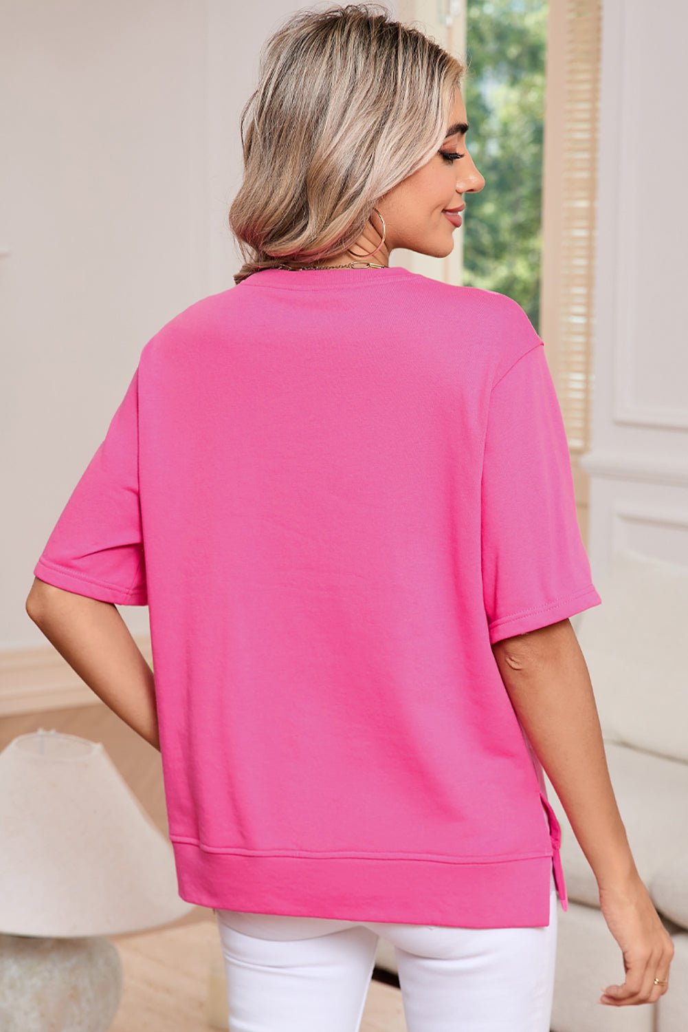 Strawberry Pink Sweet Bow Round Neck T-Shirt - MAD RUFFI