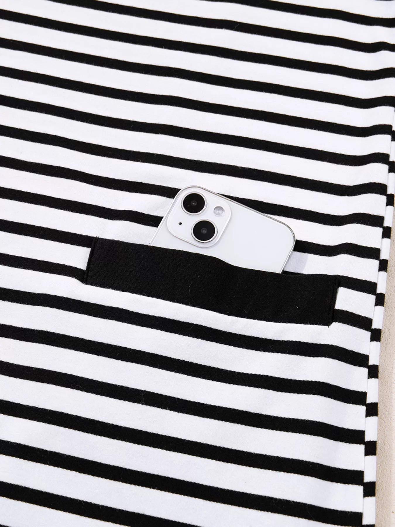 Stripe Buttoned Front Collared Long Sleeve T Shirt Dress with Pockets - MAD RUFFI