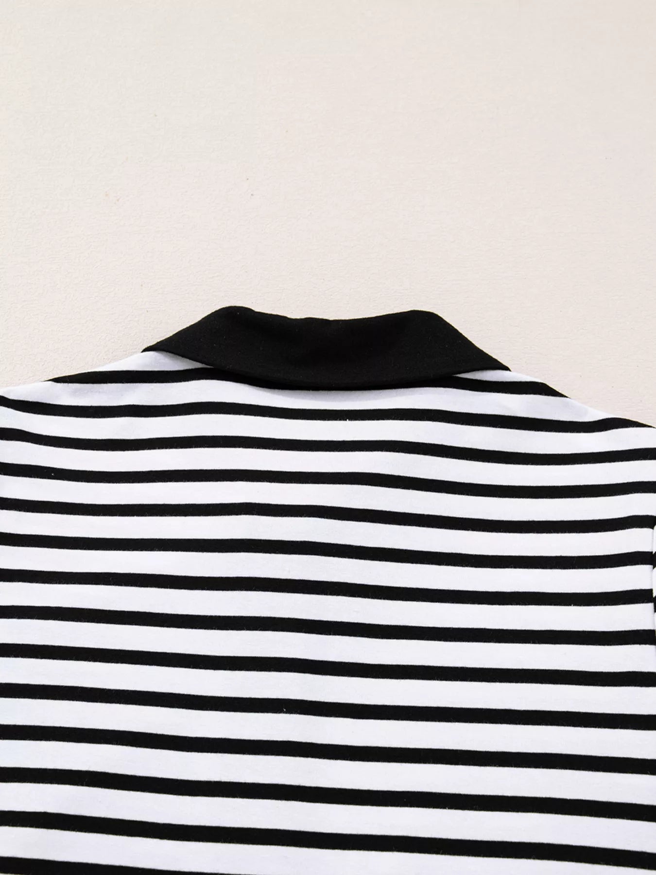 Stripe Buttoned Front Collared Long Sleeve T Shirt Dress with Pockets - MAD RUFFI