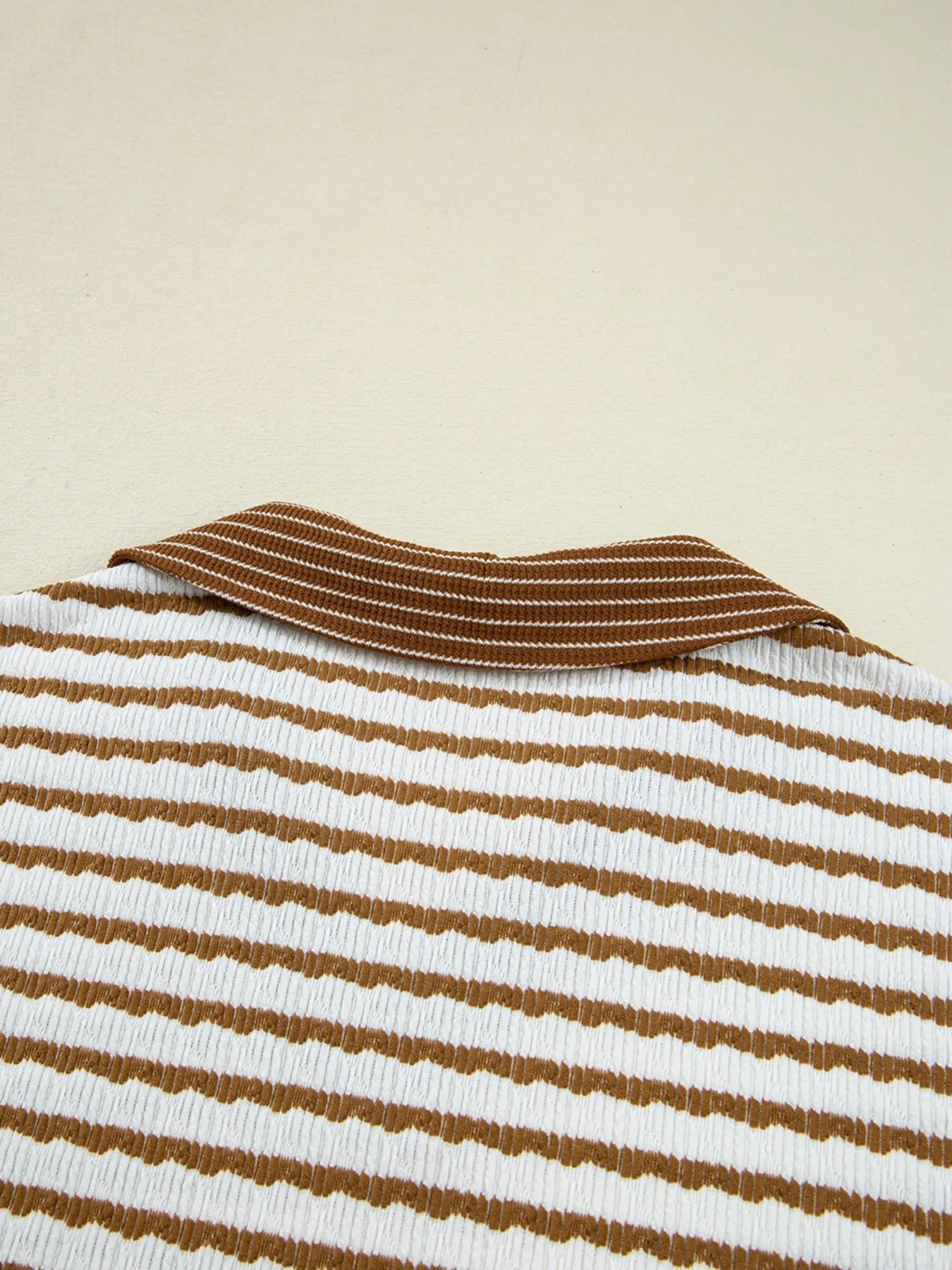 Stripe Collared Top and Drawstring Pant Set - MAD RUFFI