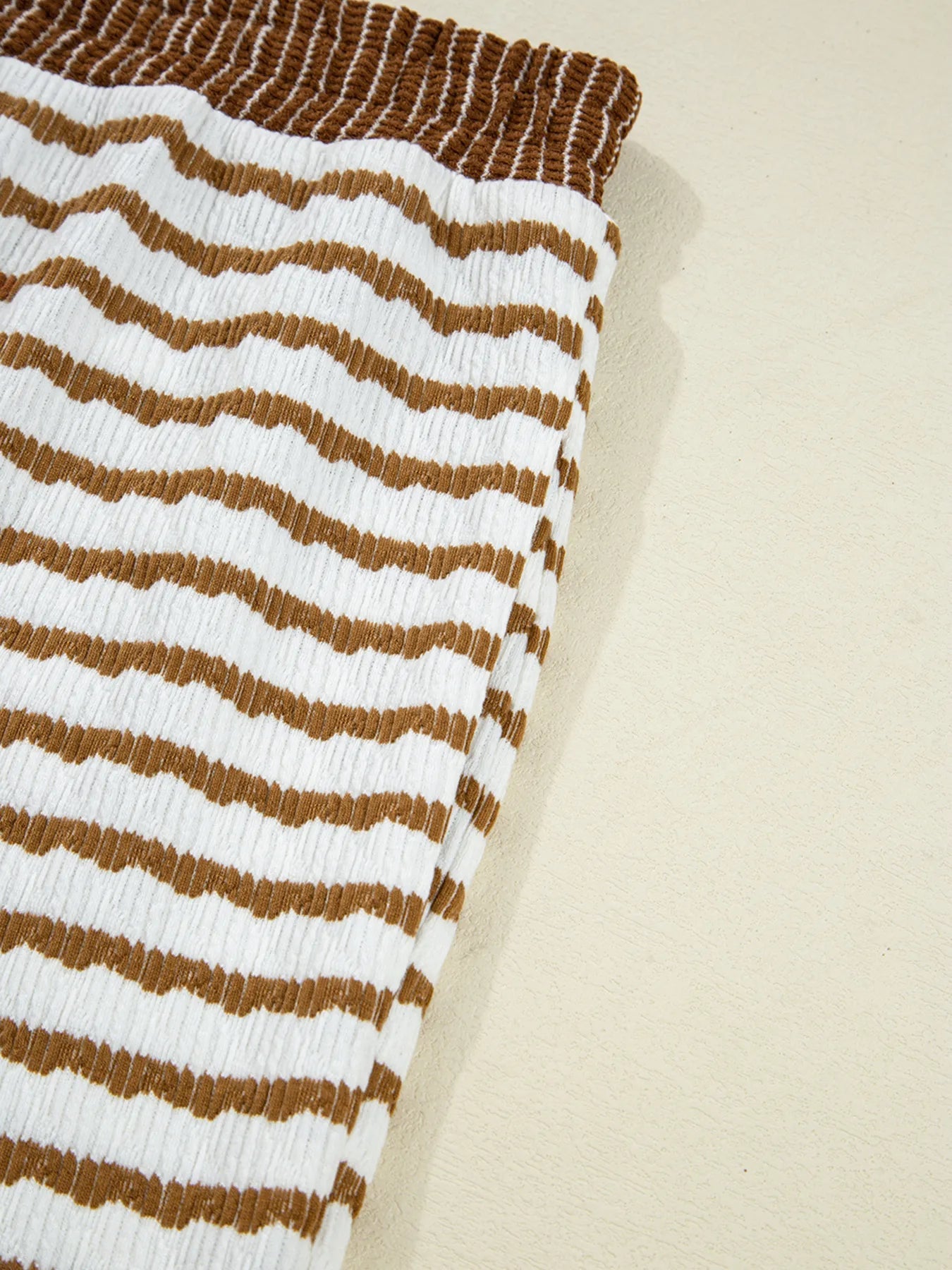 Stripe Collared Top and Drawstring Pant Set - MAD RUFFI