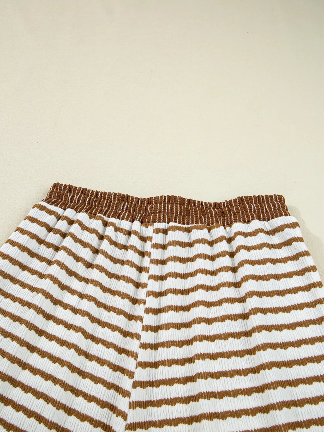 Stripe Collared Top and Drawstring Pant Set - MAD RUFFI