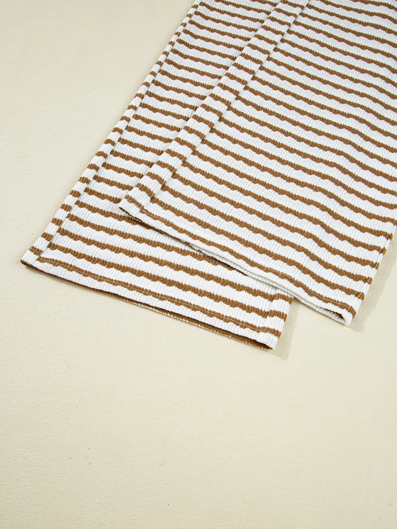 Stripe Collared Top and Drawstring Pant Set - MAD RUFFI