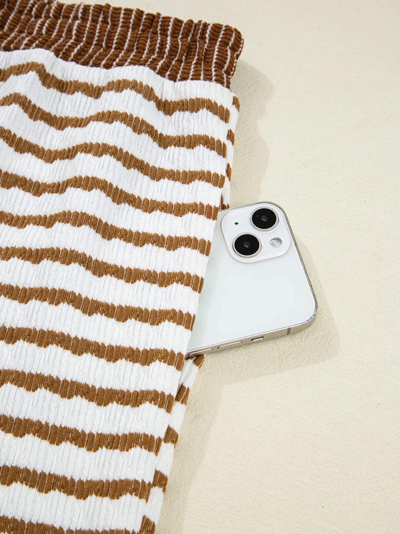 Stripe Collared Top and Drawstring Pant Set - MAD RUFFI