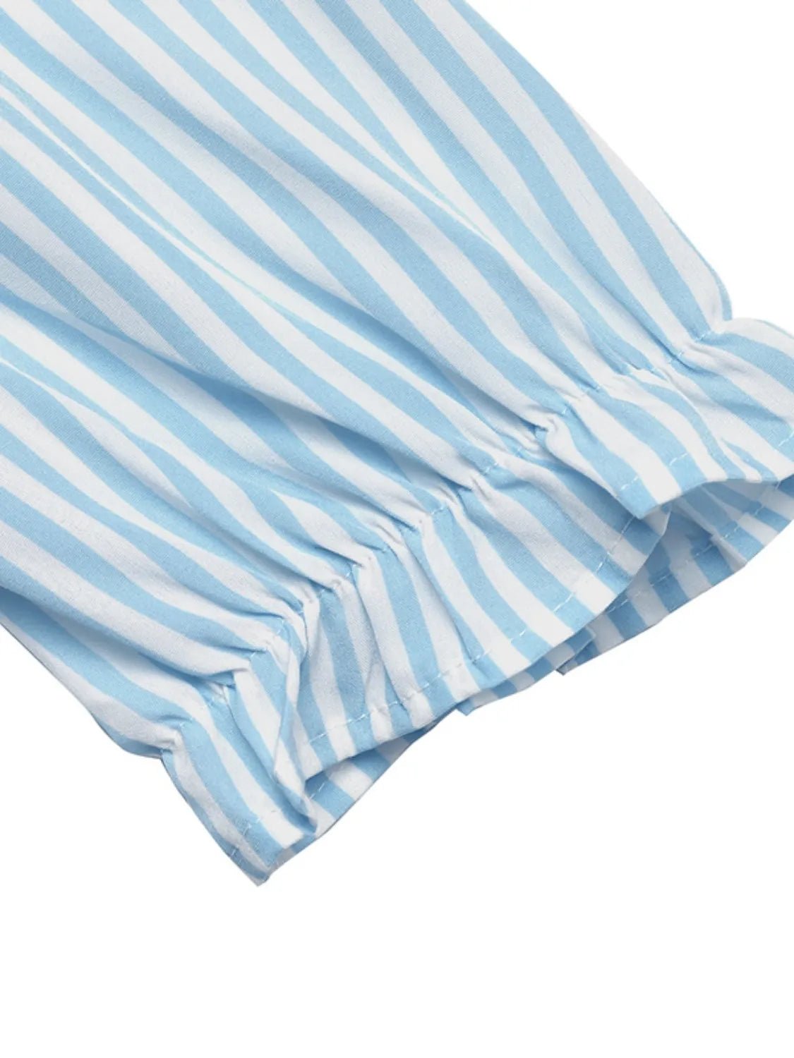 Striped Button - Down Midi Shirt Dress with Ruffle Sleeves - MAD RUFFI