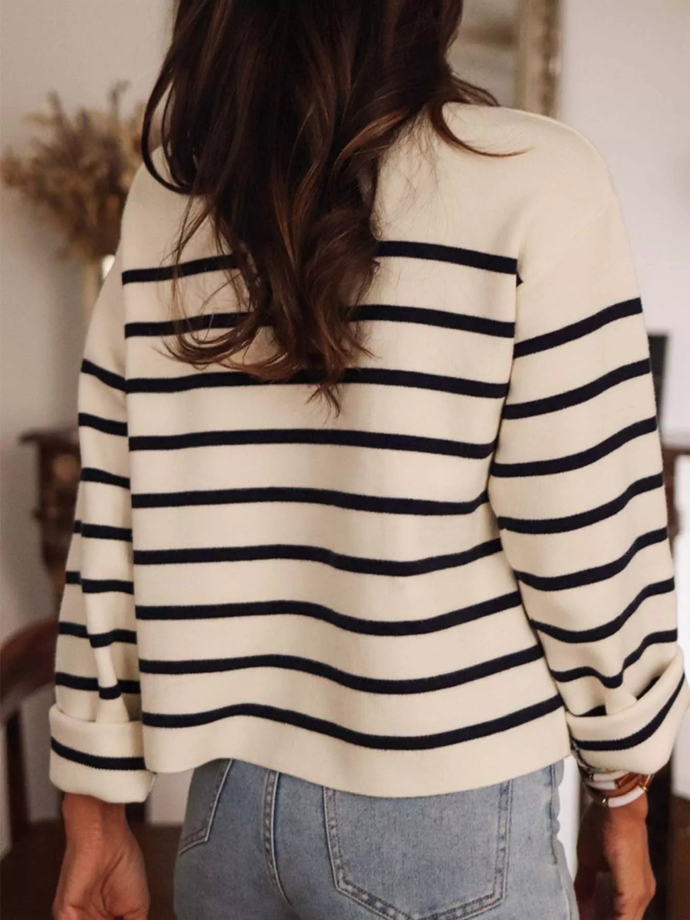 Striped Button - Front Cardigan - MAD RUFFI