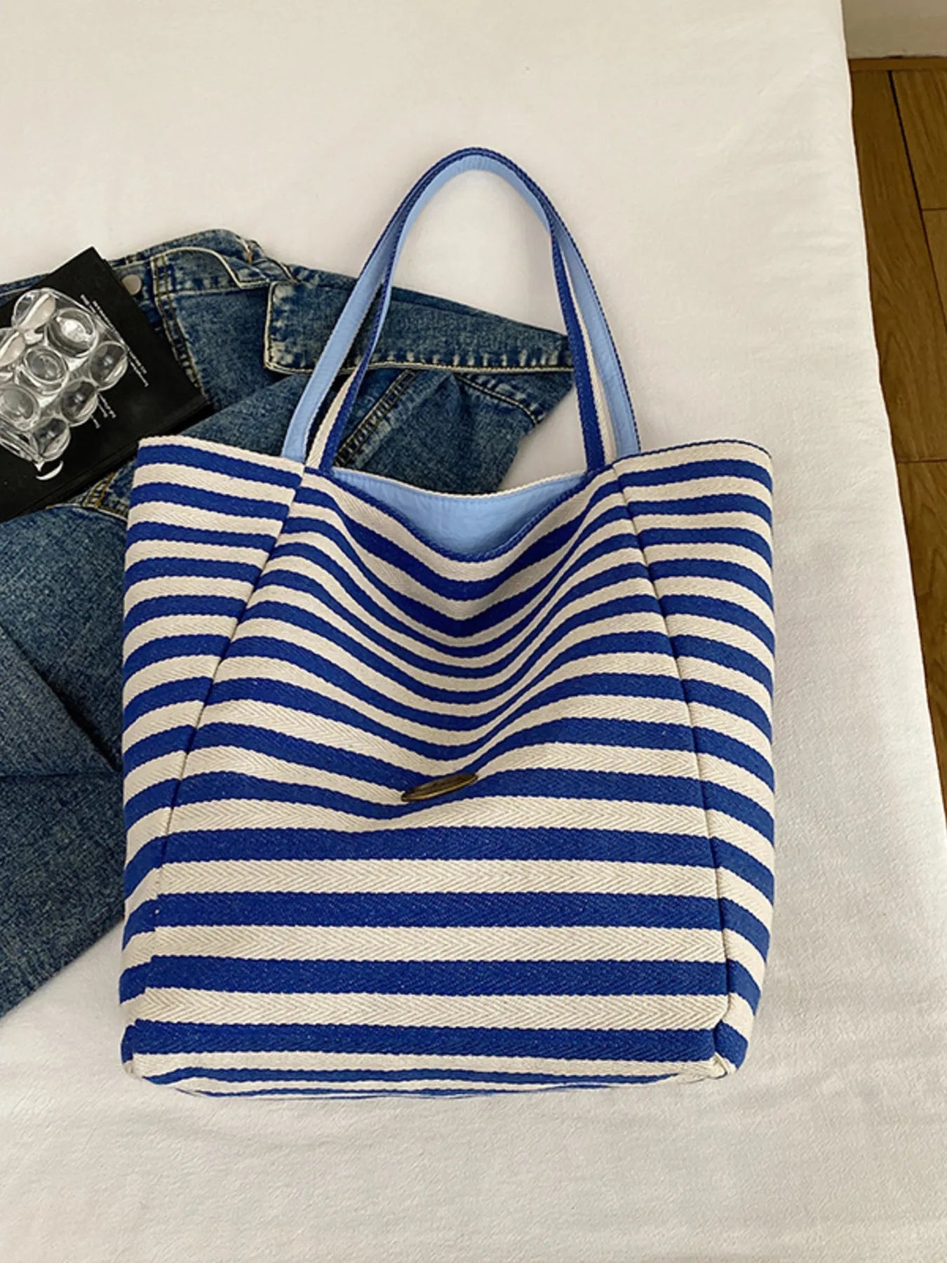 Striped Canvas Tote Bag - MAD RUFFI