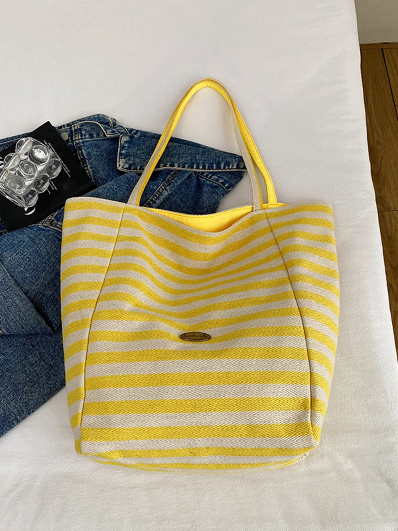 Striped Canvas Tote Bag - MAD RUFFI