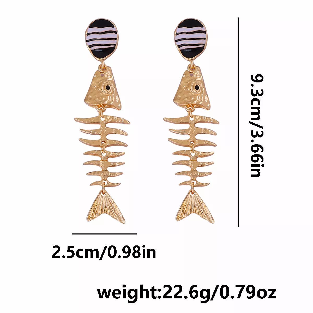 Striped Fishbone Drop Earrings - MAD RUFFI