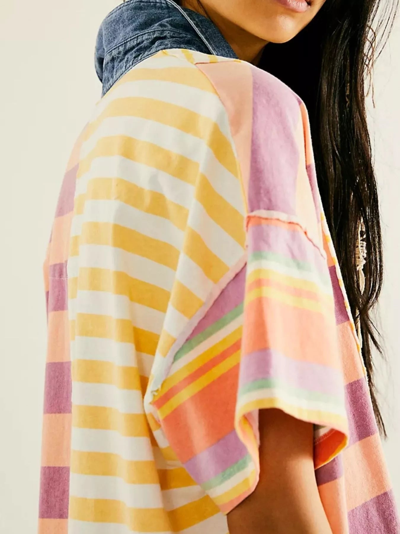 Striped Oversized Half Button Shirt Dress - MAD RUFFI