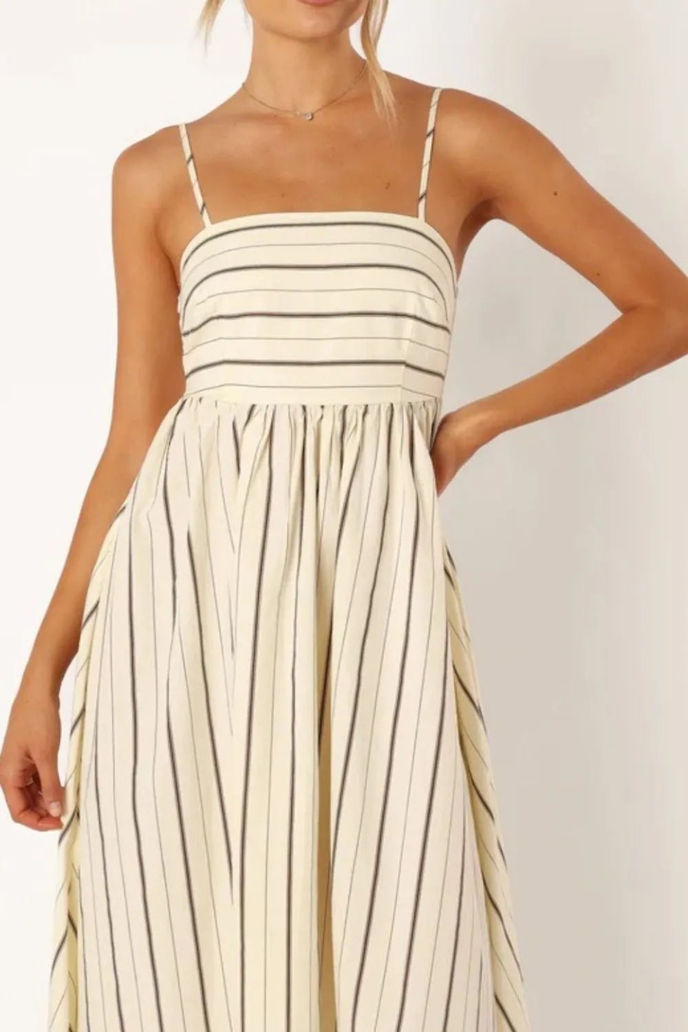 Striped Square Neck Cami Dress - MAD RUFFI
