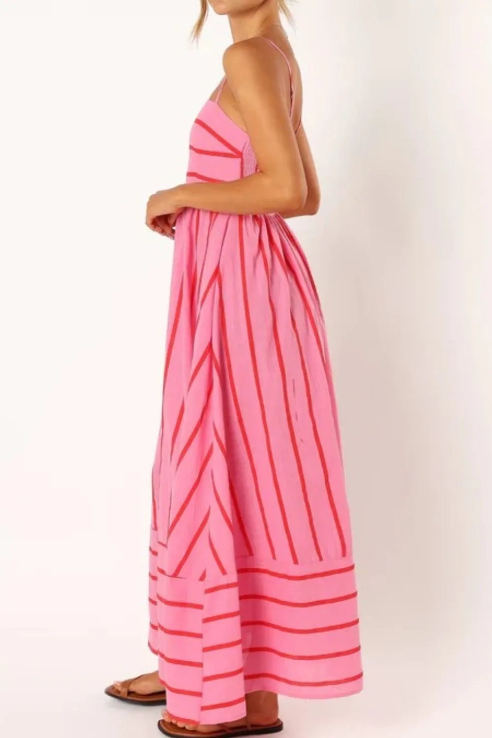 Striped Square Neck Cami Dress - MAD RUFFI