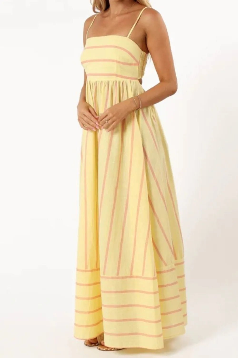 Striped Square Neck Cami Dress - MAD RUFFI