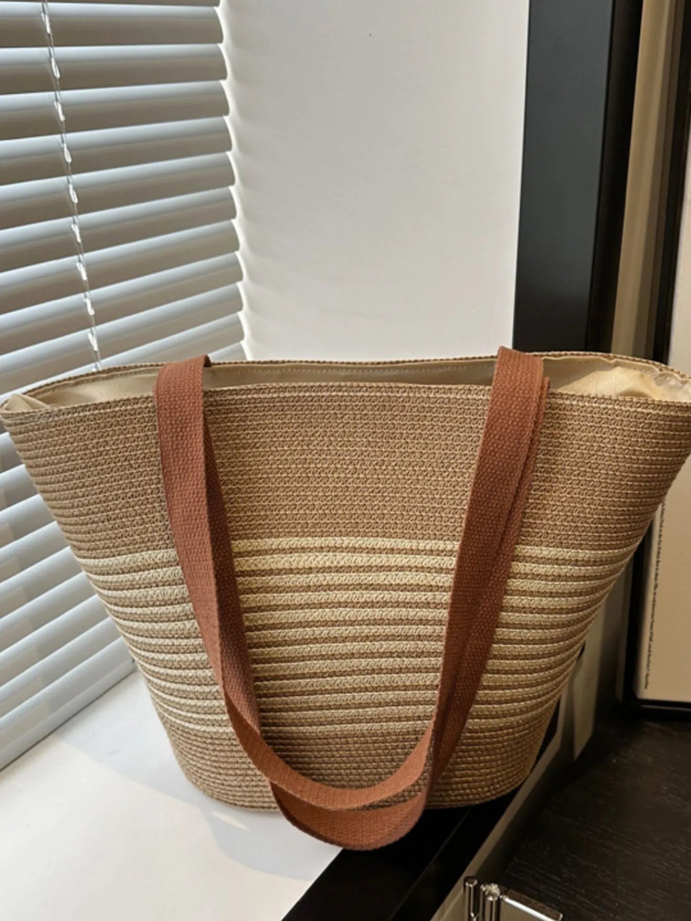 Striped Woven Tote Bag - MAD RUFFI