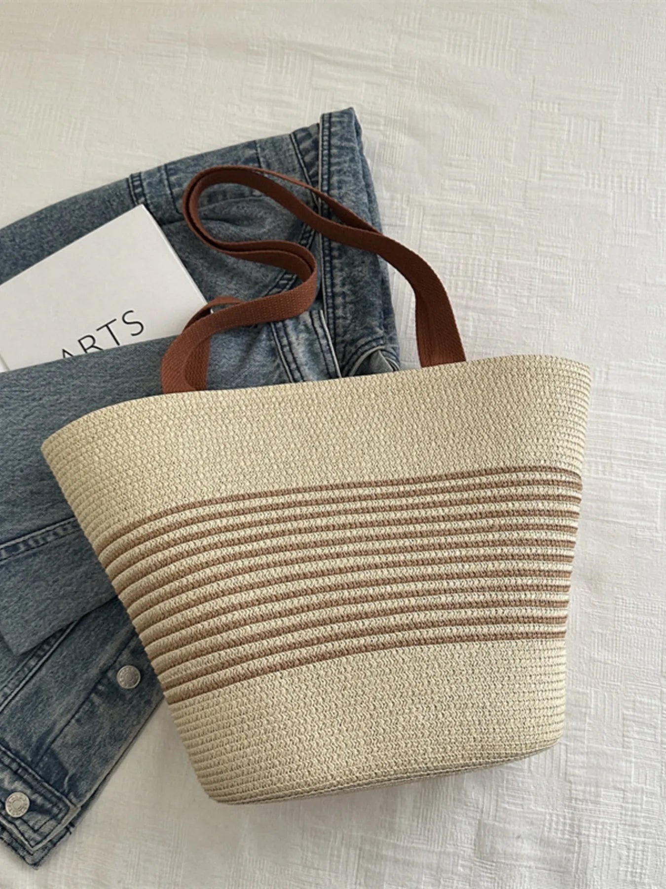 Striped Woven Tote Bag - MAD RUFFI