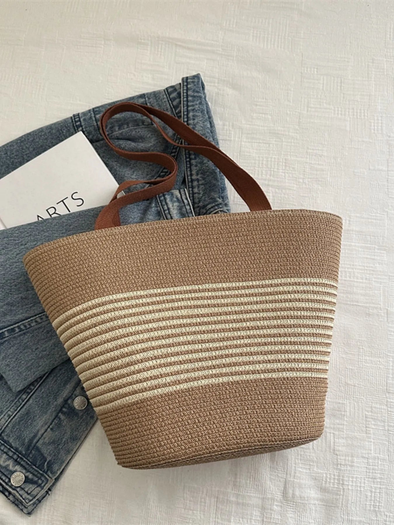 Striped Woven Tote Bag - MAD RUFFI