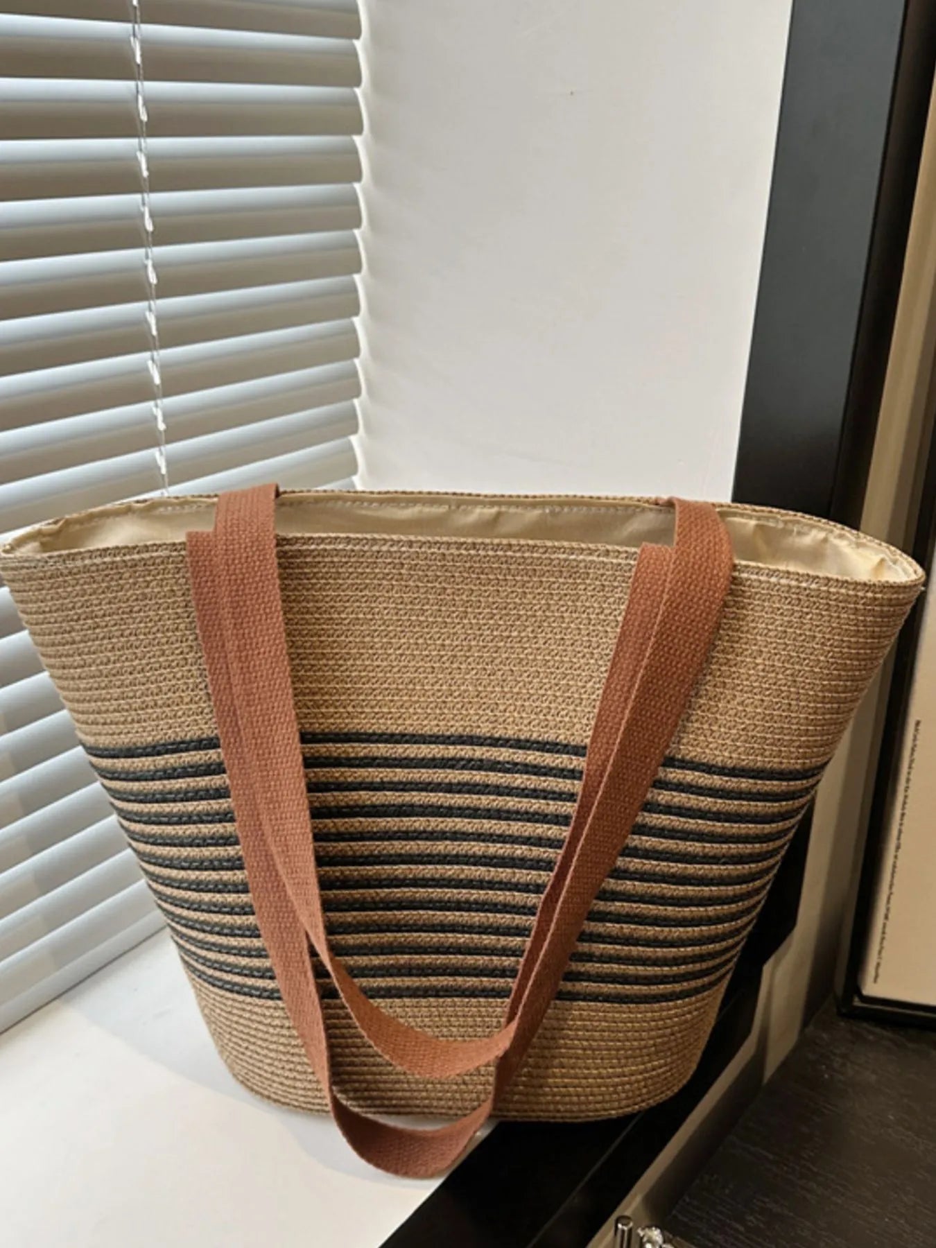 Striped Woven Tote Bag - MAD RUFFI