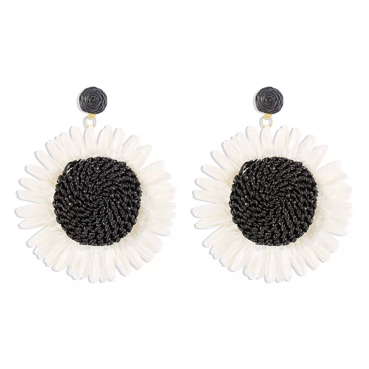 Sunflower Rattan Dangle Earrings - MAD RUFFI