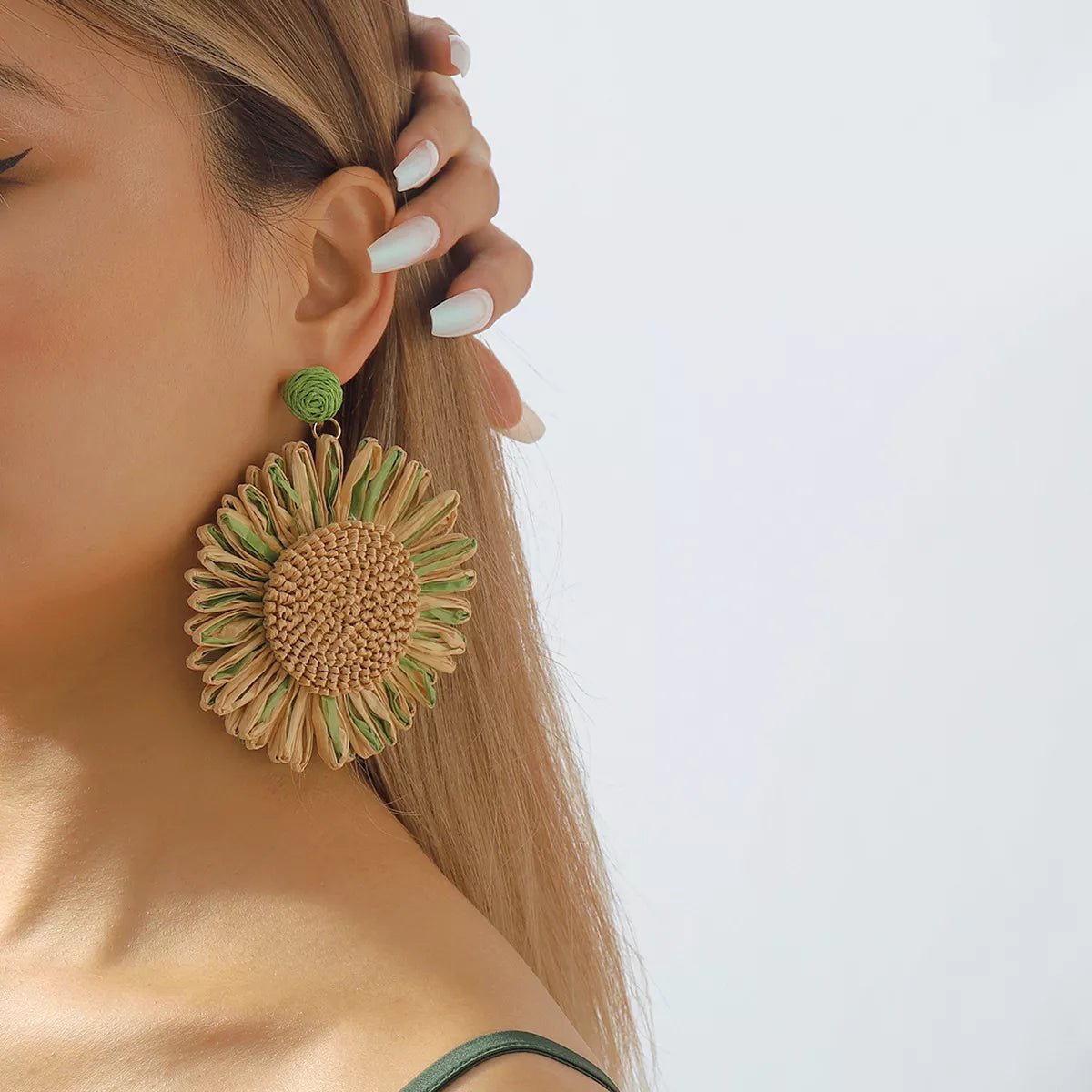 Sunflower Rattan Dangle Earrings - MAD RUFFI