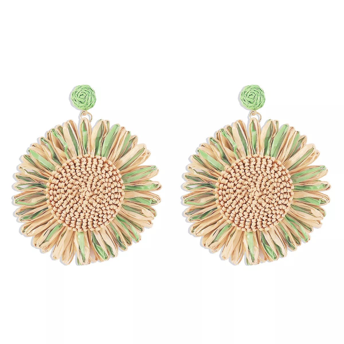 Sunflower Rattan Dangle Earrings - MAD RUFFI