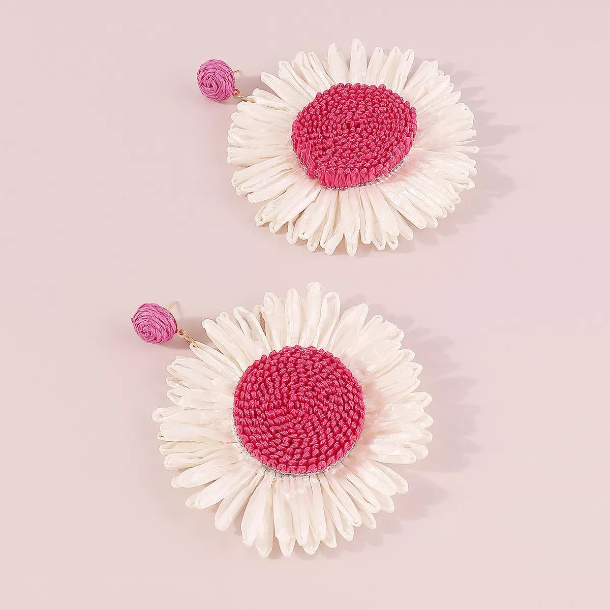 Sunflower Rattan Dangle Earrings - MAD RUFFI
